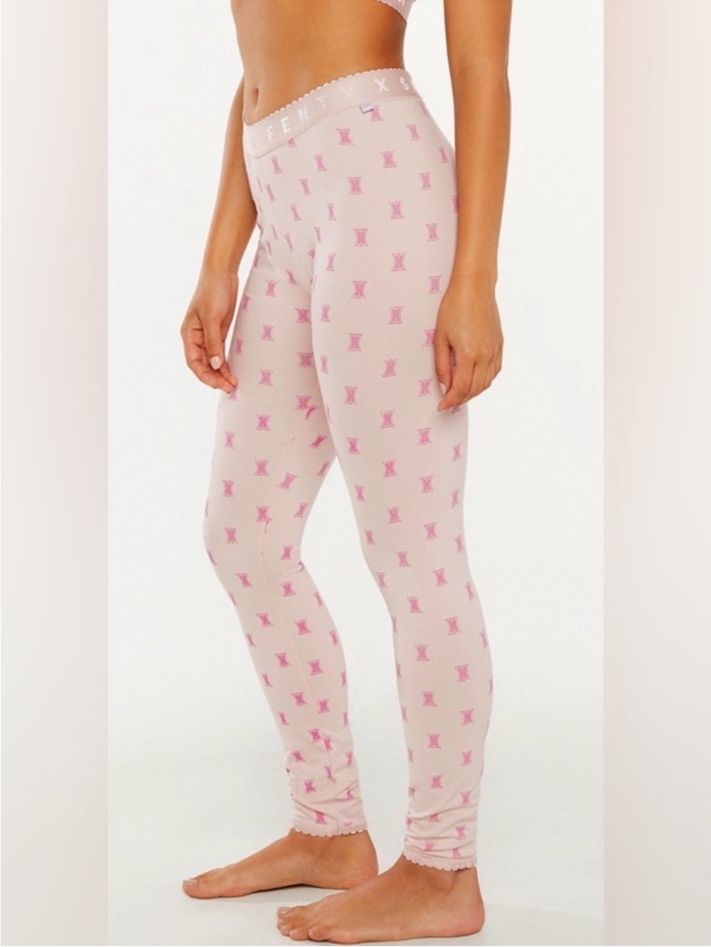 NWT Savage x Fenty By Rihanna Cotton Lounge Pajama Pants Pink Logo size Large
